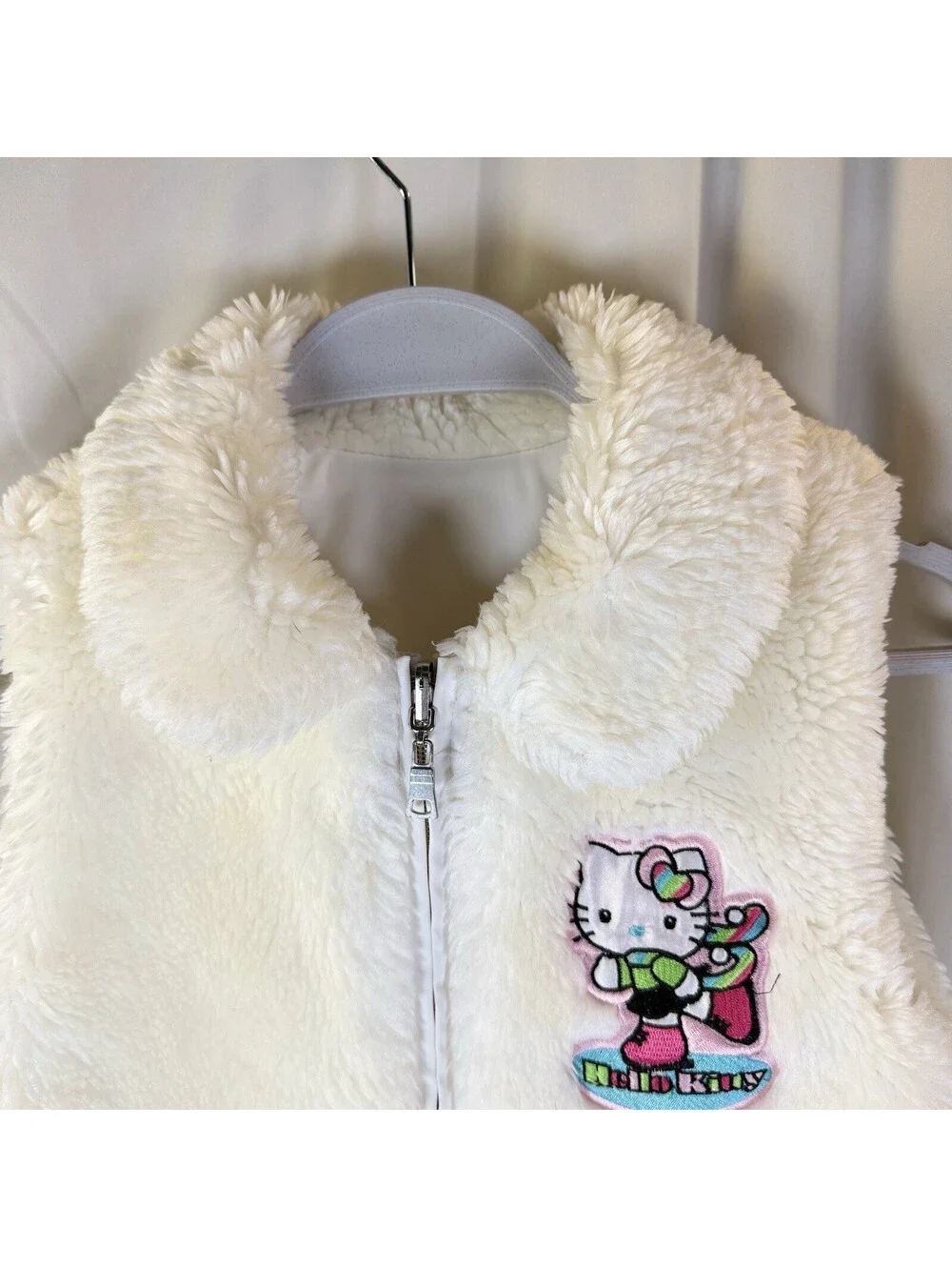 Sanrio Hello Kitty White Faux Fur Child Vest Reversible Youth L 10-12